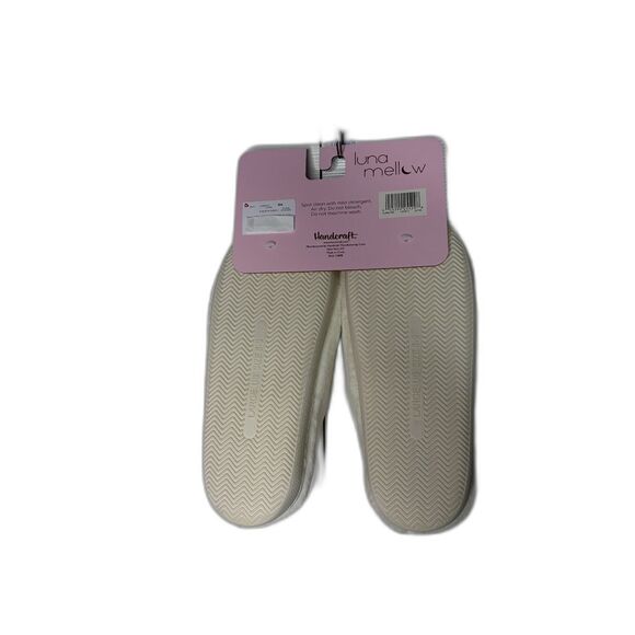 Luna Mellow Teddy Bear Embroidered Plush Slippers – Cream Fuzzy House Shoes Sz L - Picture 6 of 8